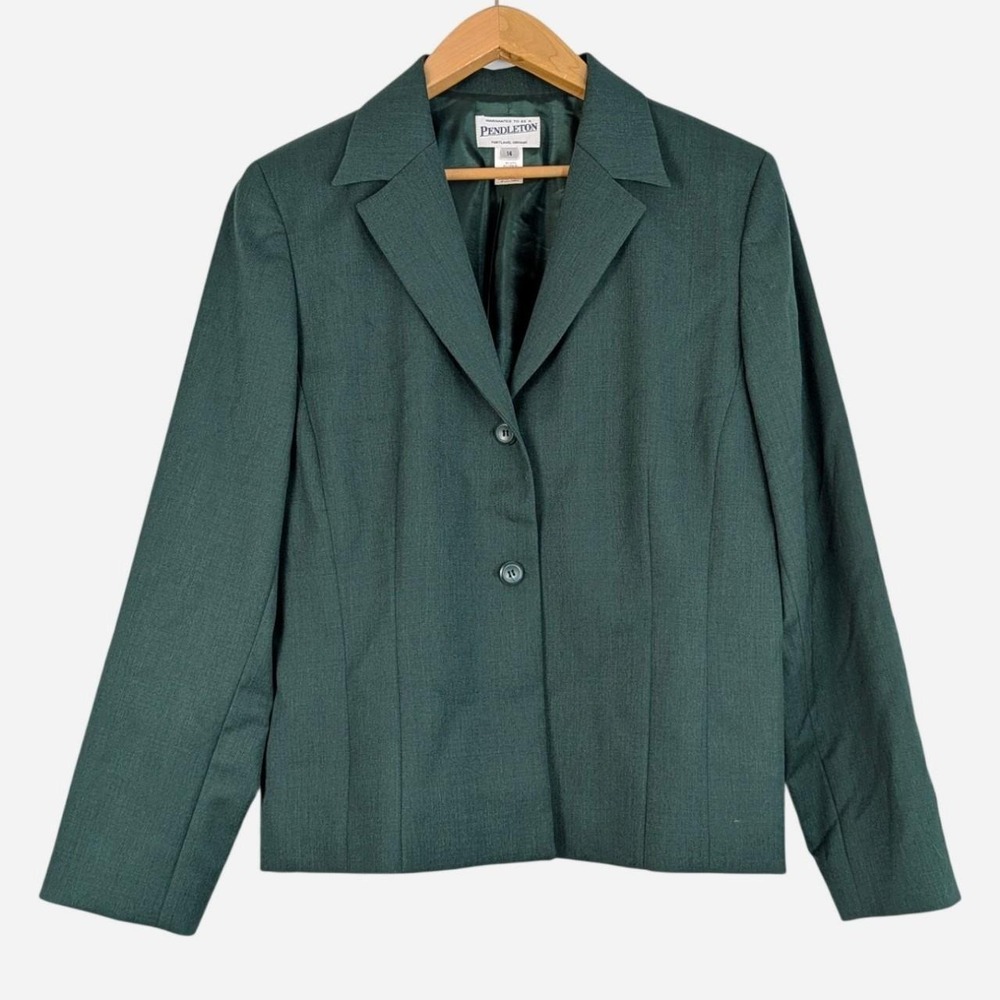 Pendleton Wool Blazer Notch Lapel Two Button Green 14